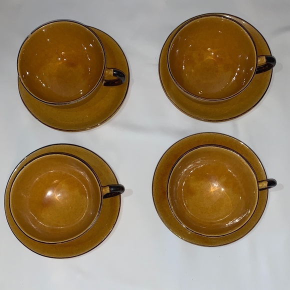 Terre e Provence Mustard Yellow Coffee Mugs, 4 Set - Picture 2 of 5
